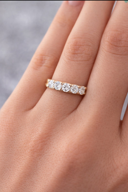 14k Yellow Gold 5 Diamond Ring