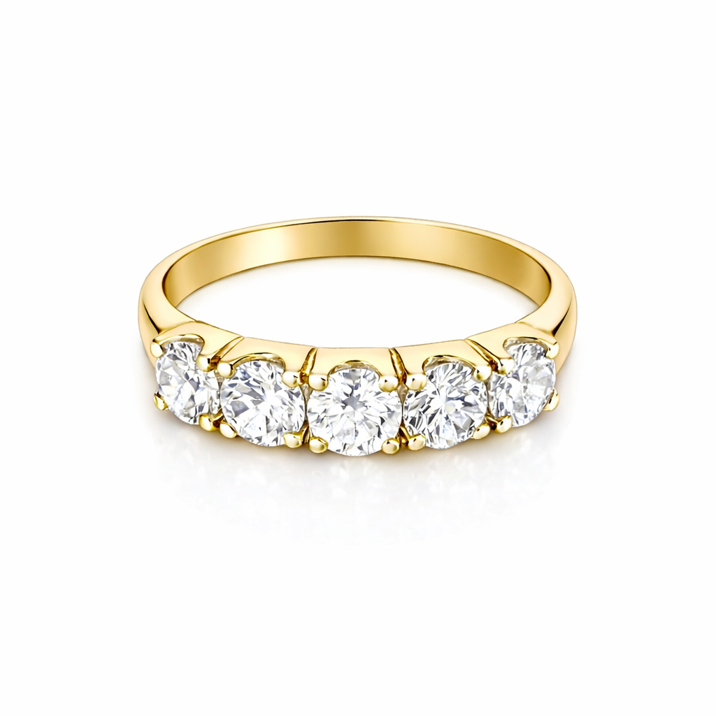 14k Yellow Gold 5 Diamond Ring