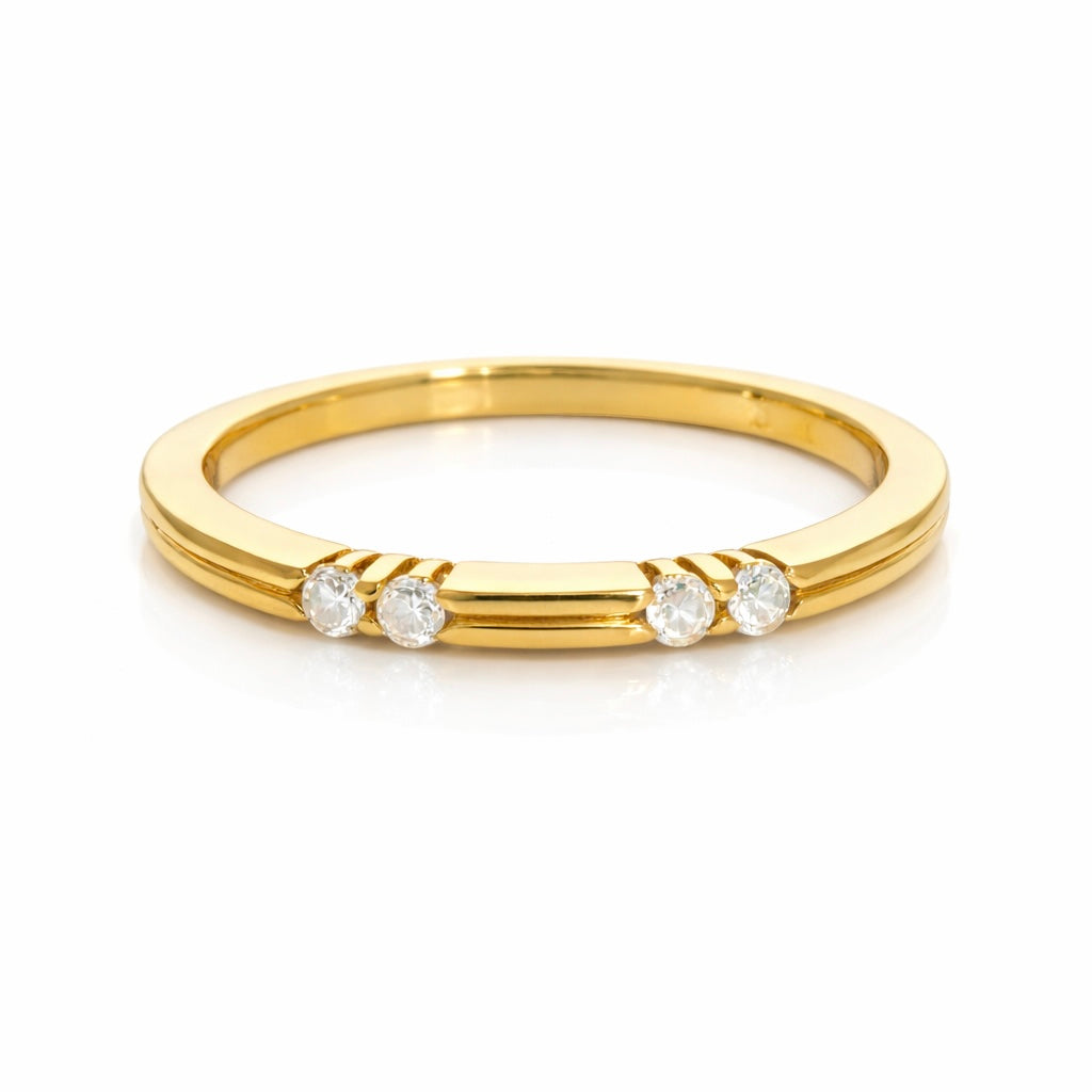 Vintage 14K Italian Yellow Gold Diamond Band